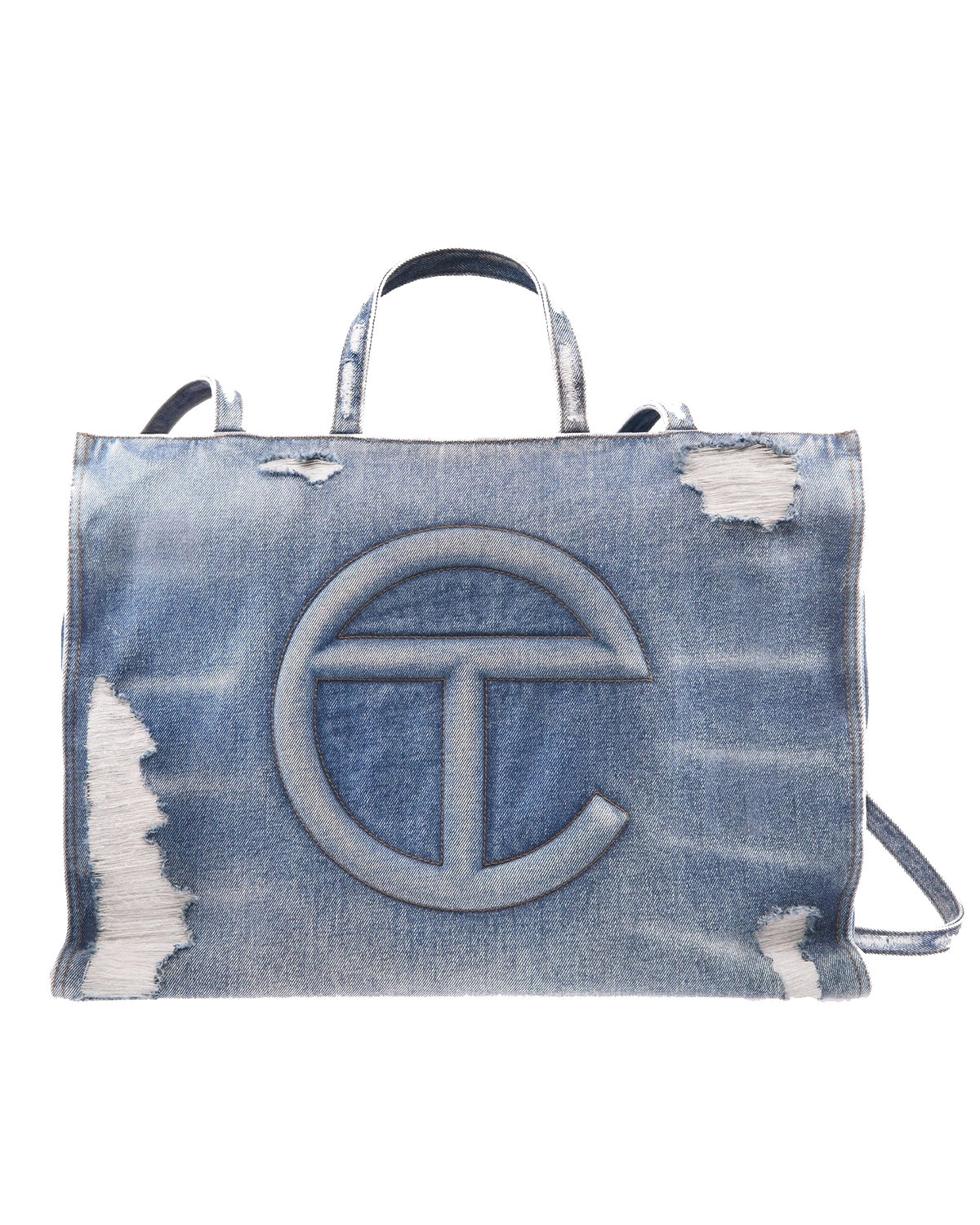 Large Denim Shopper - Distressed Blue