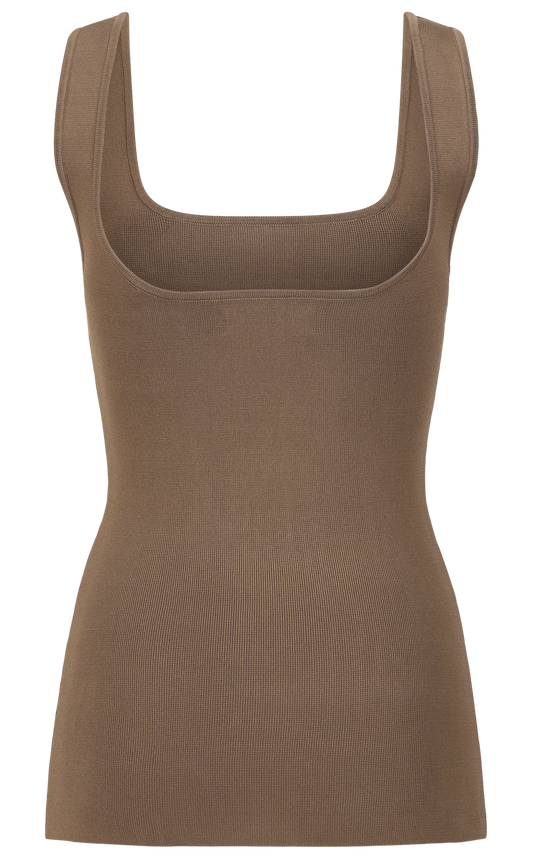 Square Neck Top - Tan
