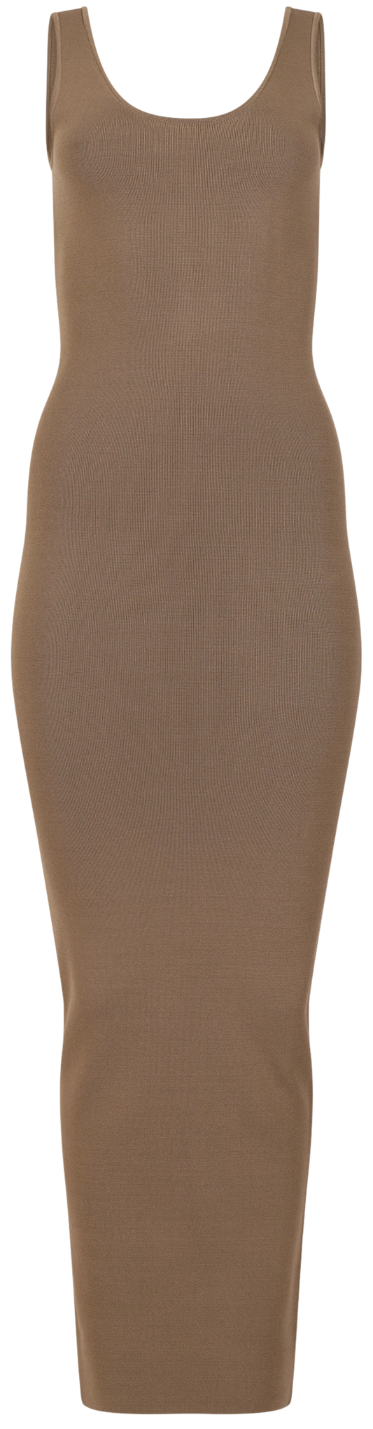 Square Neck Knit Midi - Tan